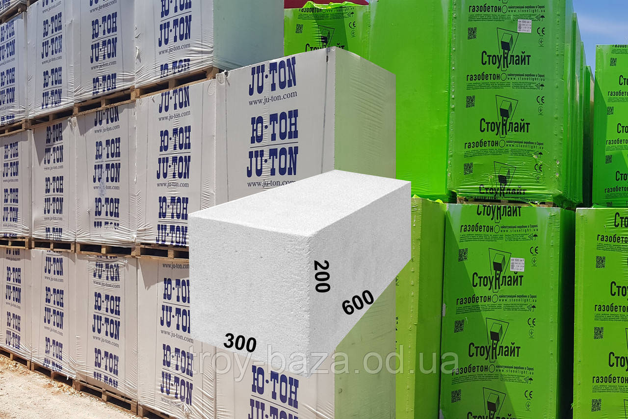 Газобетон в Одесі розміри 600х200х300 (27шт/м³)