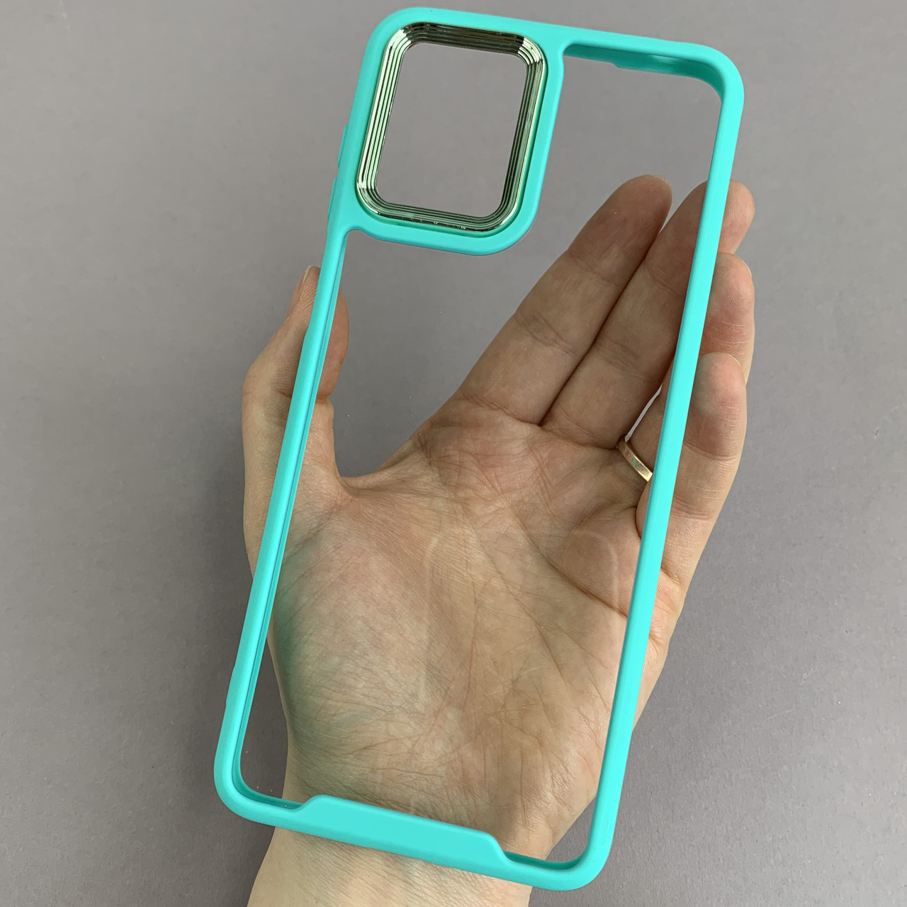 Чохол для Motorola G14 прозорий з бортиком для камери чохол на телефон моторола г14 бірюзовий k6h