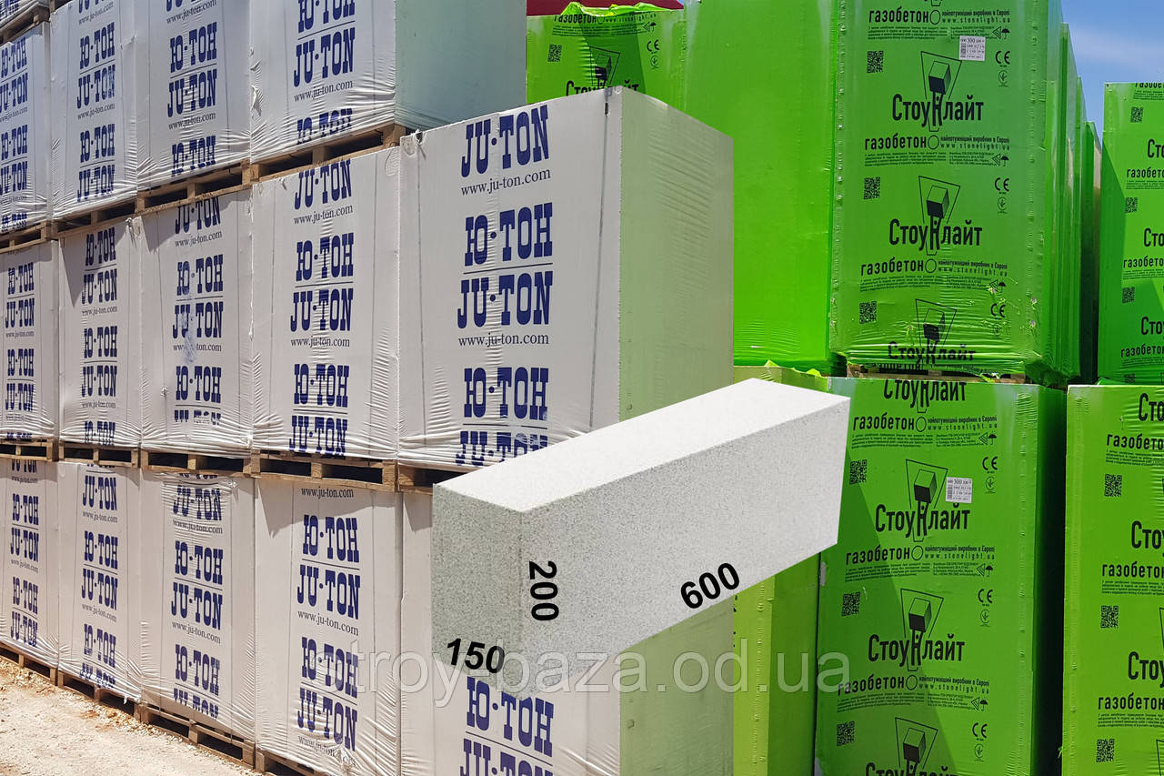Газобетон в Одесі розміром 600х200х150 (55 шт/м³)