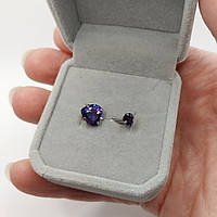 Пірсинг у пупок "Два сердечка фіолетовий аметист" сережка навела ювелірна медична сталь в коробочці