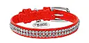 Нашийник шкіра 19-25 см 9 мм «Полотно стрази» Коллар Гламур червоний для собак та цуценят, фото 3