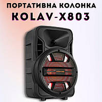 Портативна та потужна Bluetooth колонка KOLAV-X803 BLACK. Переносна акустика для природи та дому