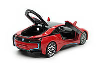 Іграшкова машинка металева BMW i8 купе, БМВ, червона, звук, світло, інерція, откр двері, багажник, капот, Автоексперт, 1:32,, фото 3