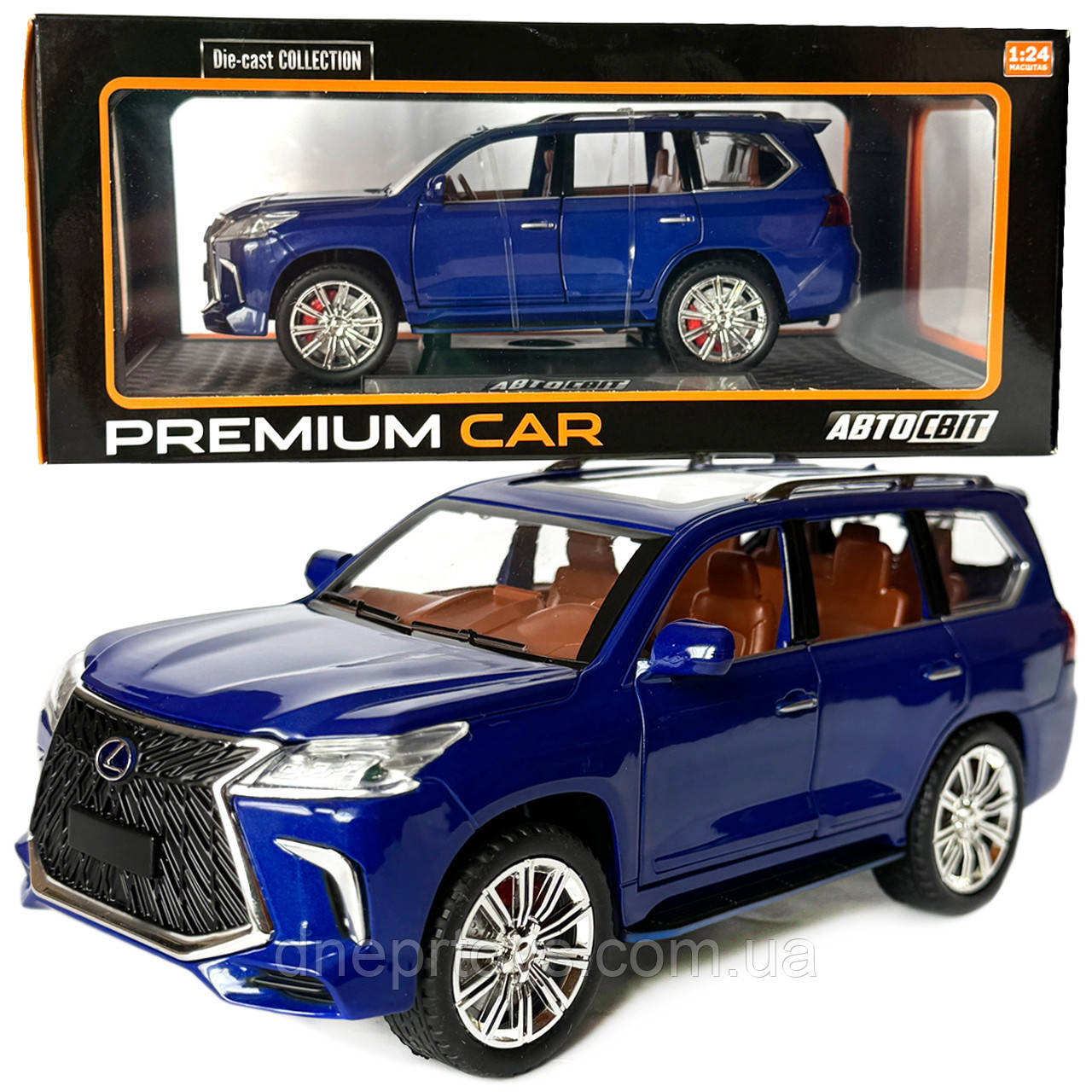 Машинка металева Lexus LX570 Лексус джип 1:24 синій звук світло інерція відкр двері баг капот 20*8,5*9 см (AP-1838), фото 1