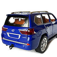Машинка металева Lexus LX570 Лексус джип 1:24 синій звук світло інерція відкр двері баг капот 20*8,5*9 см (AP-1838), фото 8