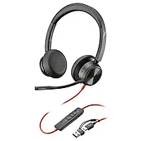 Гарнитура компьютерная стерео On-ear Poly Blackwire 8225-M, USB-A, USB-C, всенаправленный, ANC, Acou