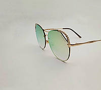 Солнцезащитные очки женские Chanel (Шанель), стильные зеркальные очки в металлической оправе Studio