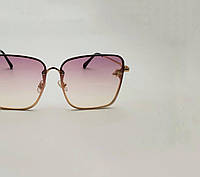 Солнцезащитные очки женские квадратные розовые, стильные имиджевые очки в тонкой металлической оправе Studio