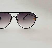 Солнцезащитные очки женские авиаторы (капли), брендовые, стильные, чёрные очки в тонкой оправе Studio