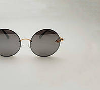 Солнцезащитные очки женские круглые брендовые, стильные, зеркальные очки в тонкой металлической Studio