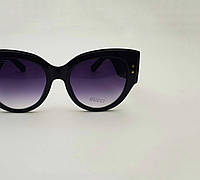 Солнцезащитные очки женские Gucci (Гуччи) чёрные , стильные очки бабочка, классические с крупной дужкой Studio
