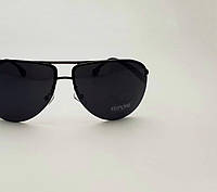 Солнцезащитные очки авиаторы (капли) унисекс, брендовые, стильные, чёрные очки в тонкой оправе, полуободковые