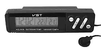 Автомобільний годинник із термометром VST-7067 зовнішній і внутрішній датчик температури Black nm