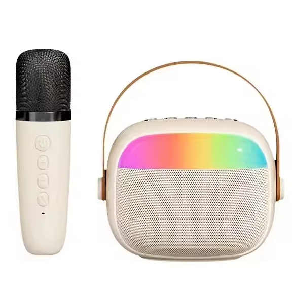 Безпровідна караоке колонка з мікрофоном JEQANG JB-722 Mini |AUX, TF, USB| Бежевий, фото 1