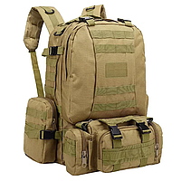 Тактический рюкзак с подсумками Defense Койот 50л, крепкий рюкзак, штурмовой рюкзак COSMI