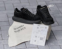 Мужские кроссовки замшевые черные Alexander McQueen повседневные кеды демисезонные прошитые