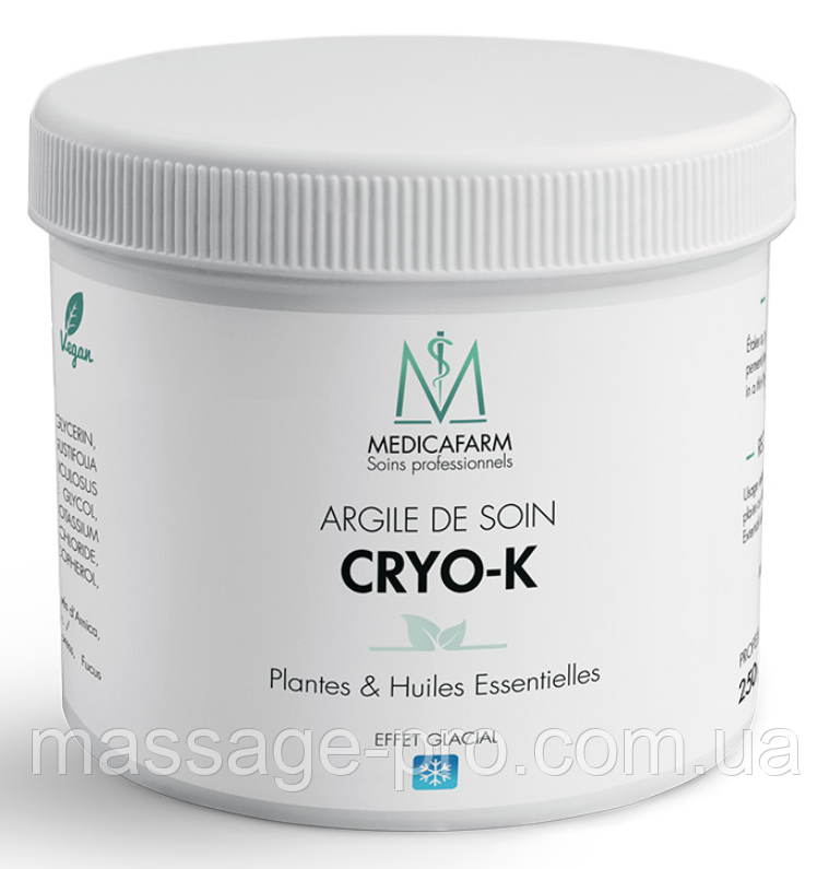 Масажна маска-глина Medicafarm Cryo-K Заморожувальний ефект 250 мл Маска з рослинами та ефірними оліями