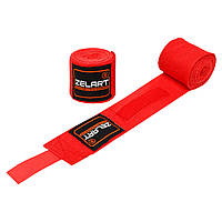 Бинти боксерські бавовна з еластаном Zelart BO-3729-3 колір червоний