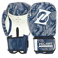 Перчатки боксерские Zelart MA-5018 размер 4 унции цвет синий pm