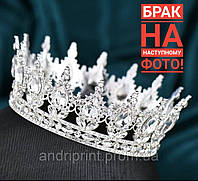 Брак! Корона для торта, диадема, тиара (железная) серебро. Ціла! невелика вмятина на короні на фото.