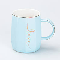 Чашка керамическая для чая и кофе 400 мл Love Голубая Lodgi