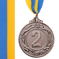 Медаль спортивная с лентой Zelart GLORY C-3969-1-4_5 цвет серебряный ar