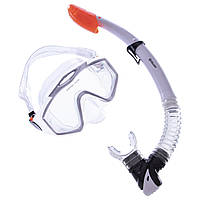 Набор для плавания маска c трубкой Zelart M153-SN124-PVC цвет белый-серый-прозрачный ar
