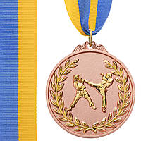 Медаль спортивная с лентой двухцветная Zelart Единоборства C-4853 цвет бронзовый ar