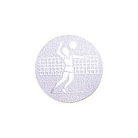 Жетон-наклейка 25мм Zelart Волейбол 25-0106 цвет серебряный ar