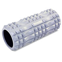 Ролер масажний циліндр (ролик мфр) заповнений піною 33 см Grid Spine Roller Zelart FI-5712 колір сірий pm