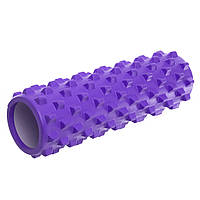 Роллер массажный цилиндр (ролик мфр) 45см Grid Rumble Roller Zelart FI-4942 цвет фиолетовый pm