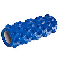 Роллер массажный цилиндр (ролик мфр) 33см Grid Rumble Roller Zelart FI-5394 цвет синий pm