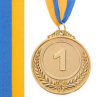 Медаль спортивная с лентой Zelart FAME C-3968 цвет золотой pm