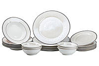 Столовый сервиз тарелок 24 штуки керамических на 6 персон Белый Lodgi