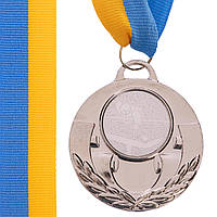 Медаль спортивная с лентой Zelart AIM Бильярд C-4846-0021 цвет серебряный pm