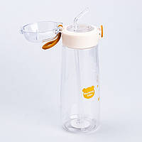 Бутылка для воды детская 600 мл с трубочкой Оранжевая Lodgi