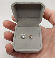 Пірсинг у пупок "Два чисті діаманти в золоті" класична сережка "банан" з медичної сталі у коробочці