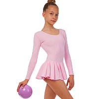 Купальник для танцев и гимнастики с длинным рукавом и юбкой Lingo CO-3376-P размер xl, рост 155-165 цвет pm