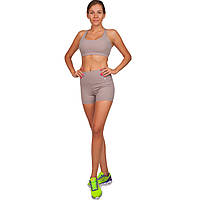 Костюм спортивный женский для фитнеса и тренировок шорты и топ V&X WX1179-DK1178 размер L цвет бежевый ar