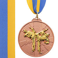 Медаль спортивная с лентой двухцветная Zelart Тхэквондо C-7029 цвет бронзовый ar