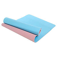 Коврик для фитнеса и йоги Zelart FI-3046 цвет голубой-розовый pm