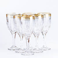Широкие бокалы для шампанского 6 штук бокал с золотой каймой фужеры Lodgi