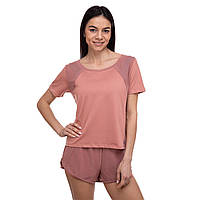 Костюм спортивный женский для фитнеса и тренировок шорты и футболка V&X TX1173-DK1174 размер L цвет розовый pm
