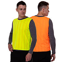 Манишка для футбола двусторонняя мужская цельная (сетка) Zelart CO-0791 цвет салатовый-оранжевый pm