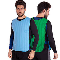 Манишка для футбола двусторонняя мужская с резинкой Zelart CO-0792 цвет голубой-зеленый pm