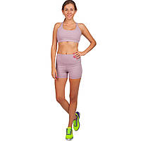 Костюм спортивный женский для фитнеса и тренировок шорты и топ V&X WX1179-DK1178 размер S цвет лиловый pm