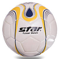 Мяч для футзала STAR №4 PU клееный JMU1635-1 цвет белый-желтый pm