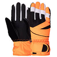 Перчатки горнолыжные теплые детские Zelart C-917 размер m-l цвет оранжевый-черный pm
