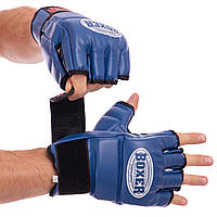 Перчатки для смешанных единоборств MMA кожвинил BOXER 5021 размер L цвет синий ar