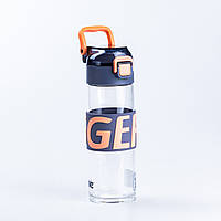 Бутылка для воды 460 (мл) стеклянная прозрачная с пластиковой крышкой 22 (см) спортивная Lodgi